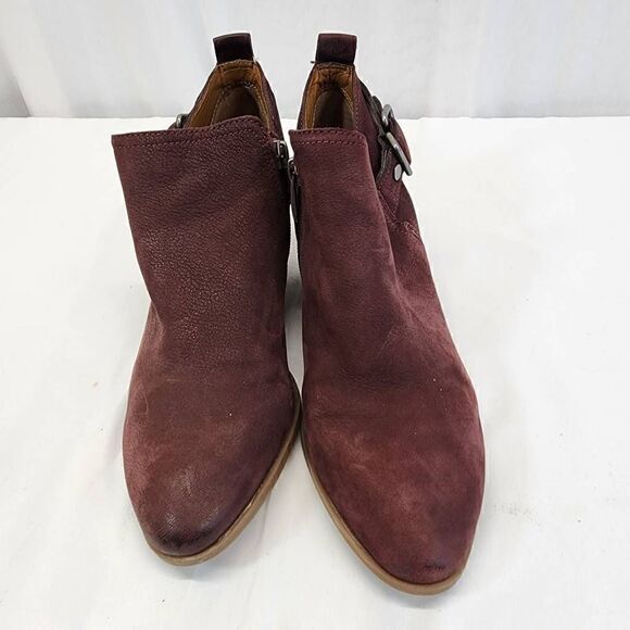 Franco Sarto Boots Garfield Ankle Booties Red Burgundy Block Heels Size 7.5 - Picture 3 of 9